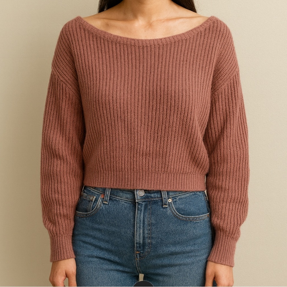 Women's Mauve Ribbed Knit Sweater